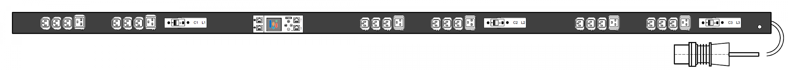 PWG2-9316-318-96-TIP POWERGuard2 PDU, 16A Three Phase ZeroU, 24 x IEC Sockets (18 x C13 - 6 x C19), Outlet Metering