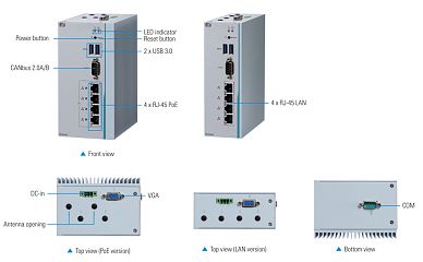 Встраиваемый компьютер на DIN-рейку ICO320-83C-N3350-4POE-COM-CAN-WT-DC