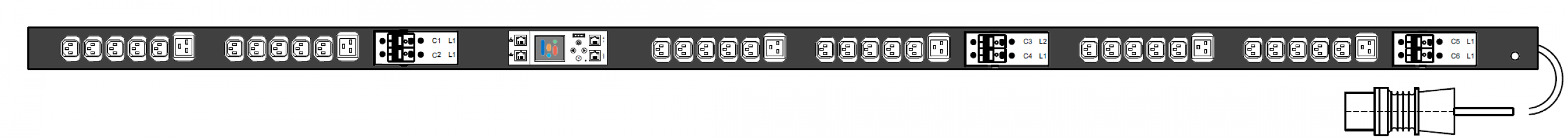 PWG2-9132-336-90-TIP POWERGuard2 PDU, 32A Three Phase ZeroU, 36 x IEC Sockets (36 x C13), Inlet Metering