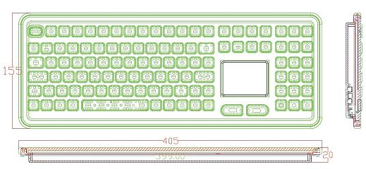 Промышленная клавиатура K-TEK-M399TP-KP-FN-DT-B-US/RU-USB