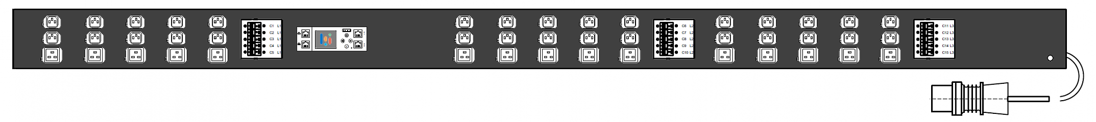 PWG2-93100-330-915-TIP POWERGuard2 PDU, 100A Three Phase ZeroU, 45 x IEC Sockets (30 x C13 - 15 x C19), Outlet Metering