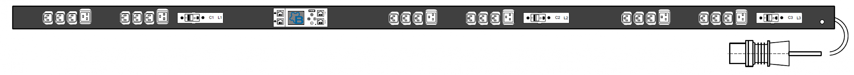 PWG2-9116-318-96-TIP : 16А 400В 3Ф 0U, (18*C13 + 6*C19), Общий мониторинг