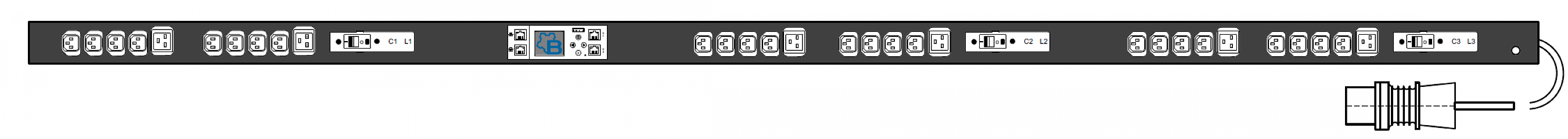 PWG2-9116-324-96-TIP : 16А 400В 3Ф 0U, (24*C13 + 6*C19), Общий мониторинг