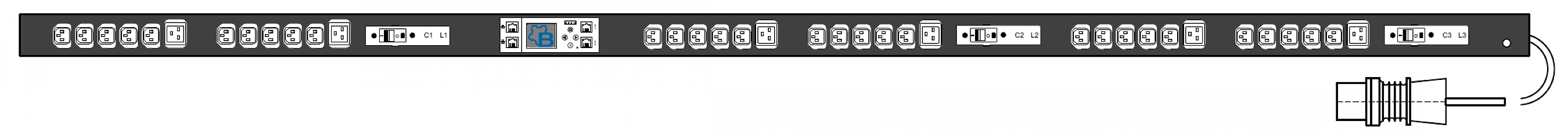 PWG2-9116-330-96-TIP : 16А 400В 3Ф 0U, (30*C13 + 6*C19), Общий мониторинг