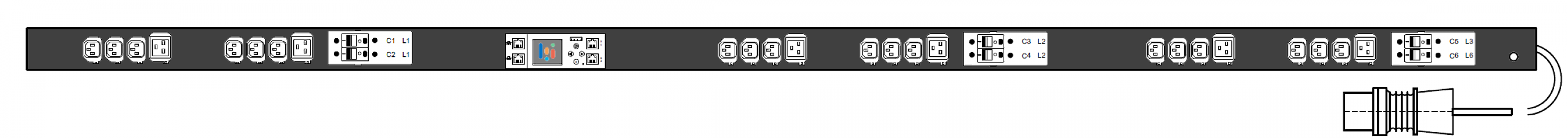 PWG2-9332-318-96-TIP POWERGuard2 PDU, 32A Three Phase ZeroU, 24 x IEC Sockets (18 x C13 - 6 x C19), Outlet Metering