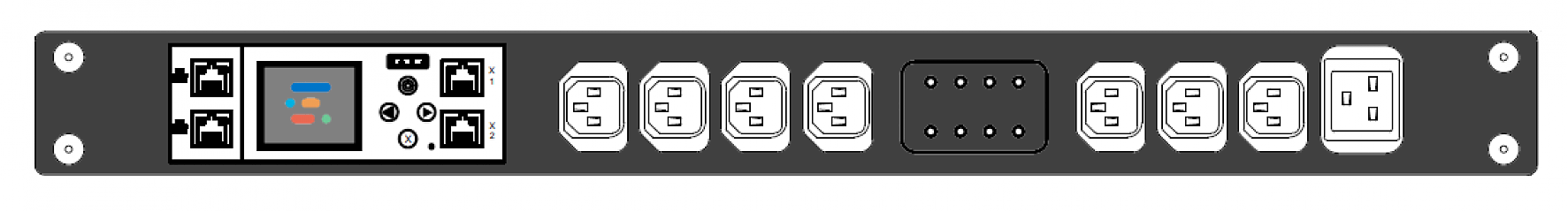 PWG2-9316-307-91-SIPH POWERGuard2 PDU, 16A Single Phase 1U, 8 x IEC Sockets (7 x C13 - 1 x C19), Outlet Metering