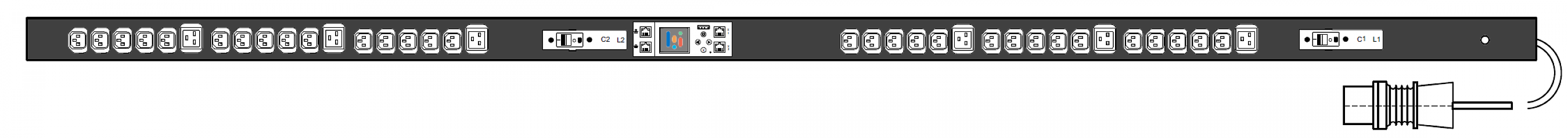 PWG2-9316-330-96-SIP POWERGuard2 PDU, 16A Single Phase ZeroU, 36 x IEC Sockets (30 x C13 - 6 x C19), Outlet Metering