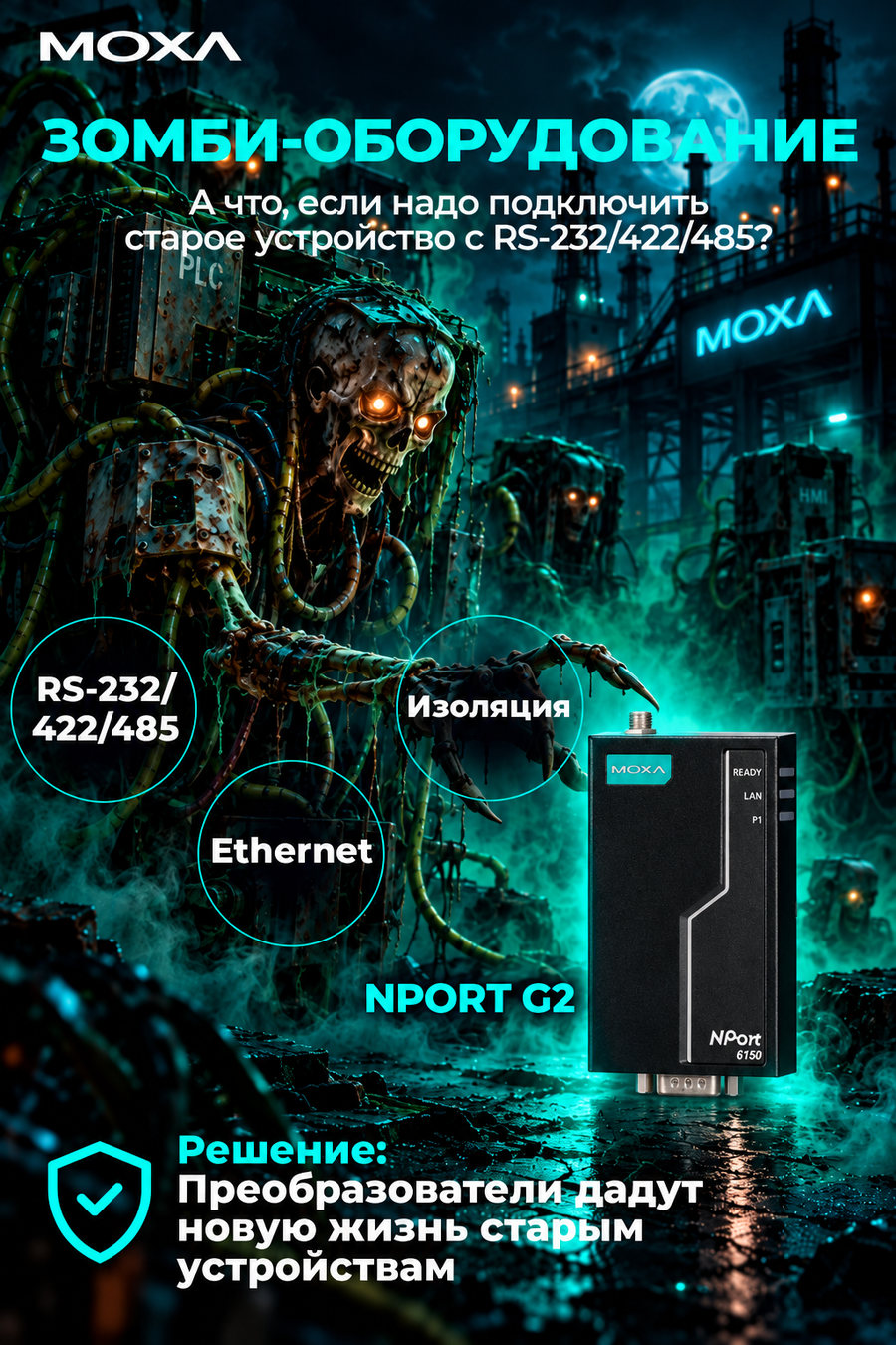 Преобразователь MOXA NPort G2 и старое промышленное оборудование