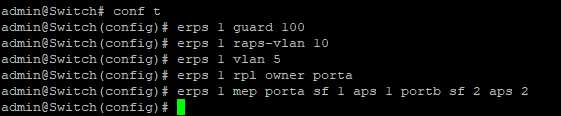 Настройка протокола резервирования ERPS